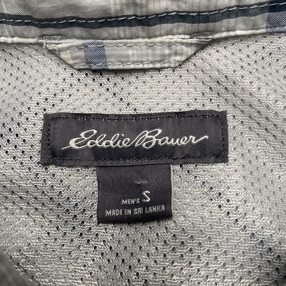 Eddie Bauer Shirt Mens Small Gray Plaid Long Sleeve Button Up Vented Outdoor - Picture 3 of 8